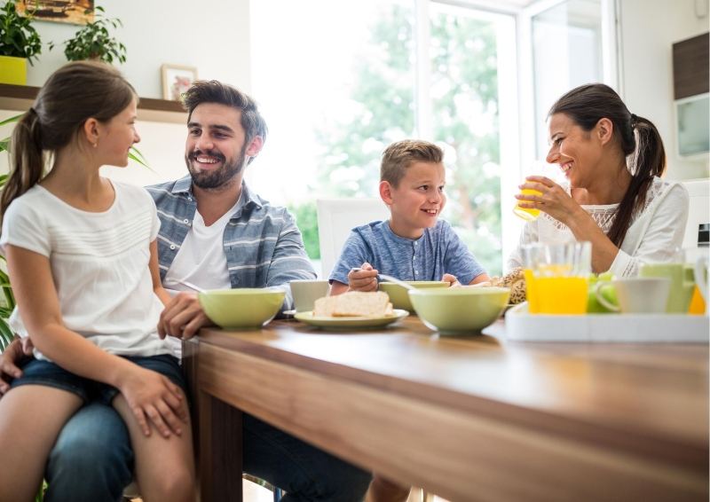 Family talking aobut what they would like in a new project home