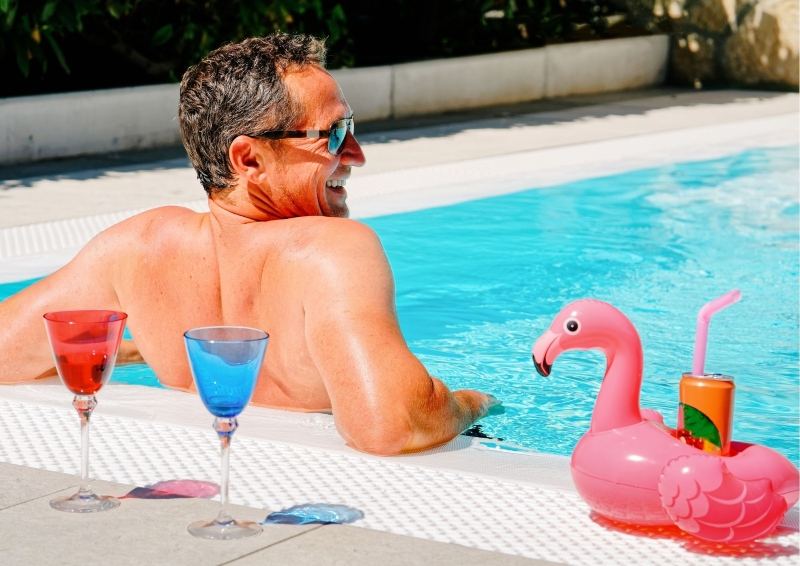 Man Relaxing in a Pool