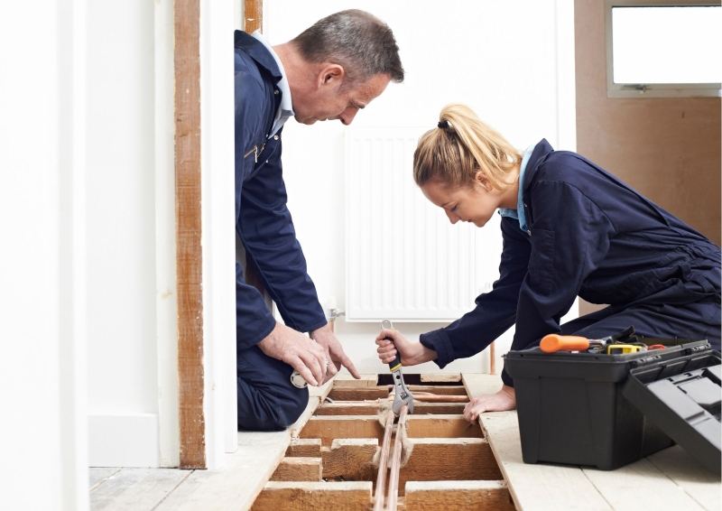 2 people laying Central Heating