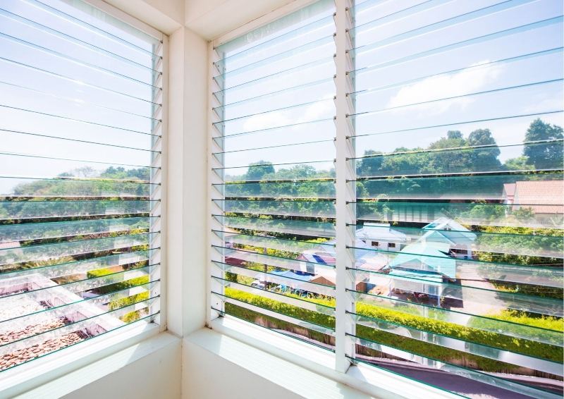 Louvers as windows in a new home