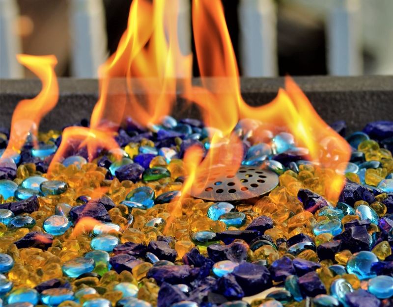 Fire Pit with Blue Rock