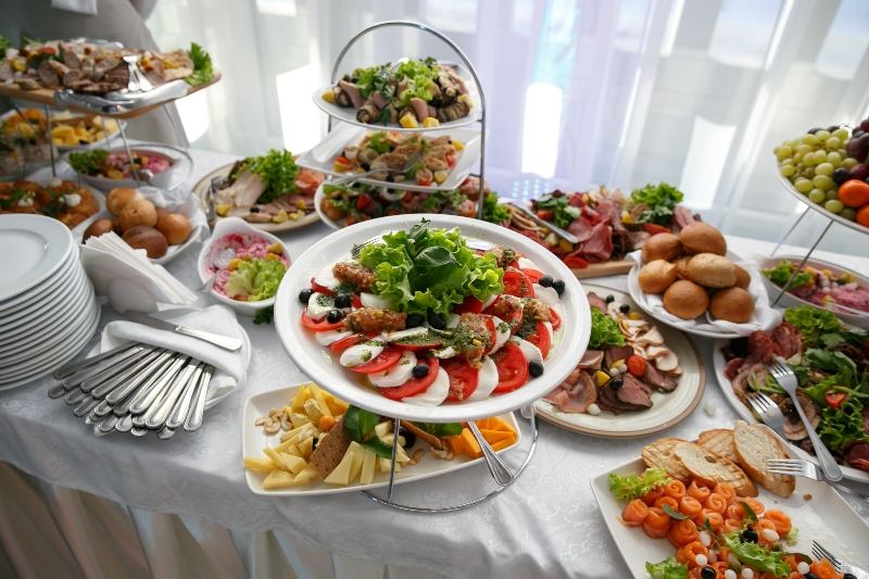 Table of food ready for a party